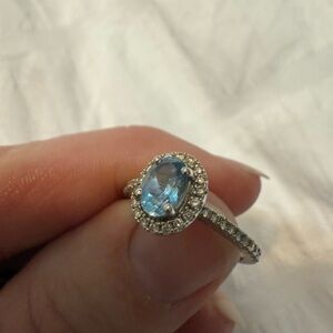 14k white gold IGI aquamarine stone size 7